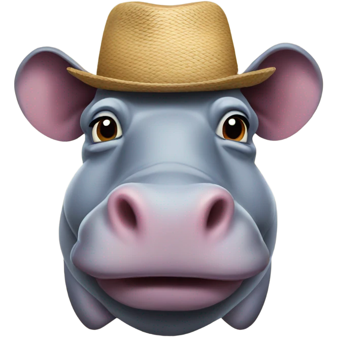 Hippo with a farmer hat emoji