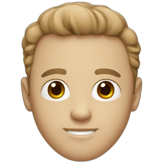 A monochromatic white man with brown eyes emoji