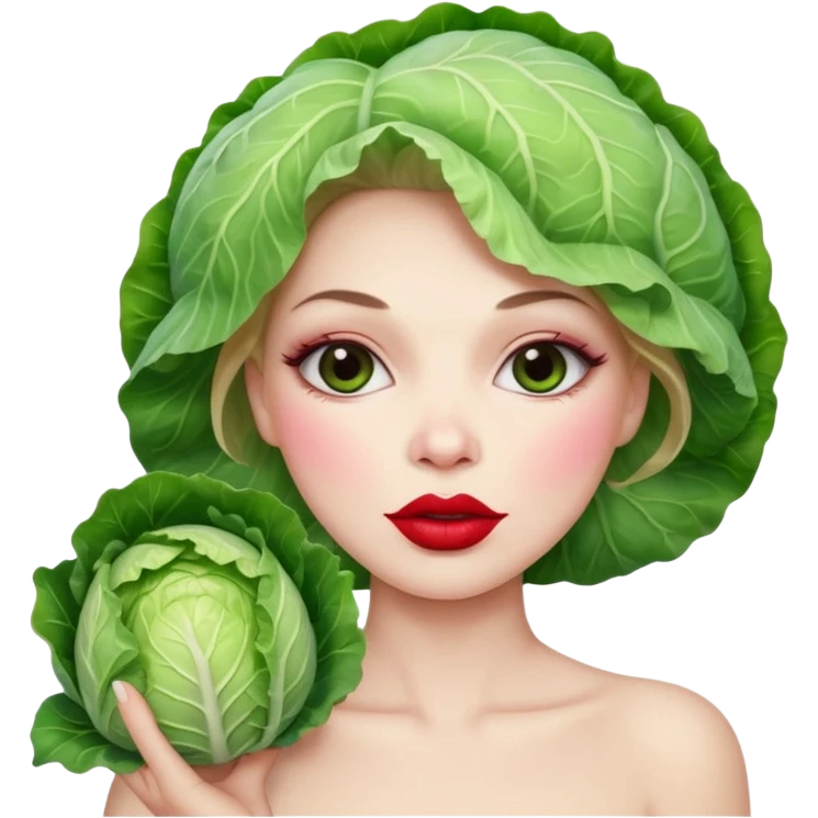 Cabbage with fat body and lipstick  emoji