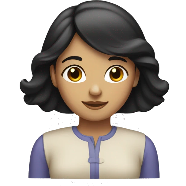 Black-haired white woman putting her hands together emoji
