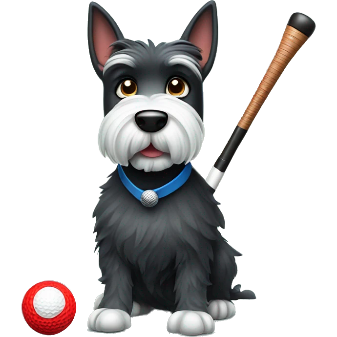 Scottish terrier dog cartoon holding golf club emoji