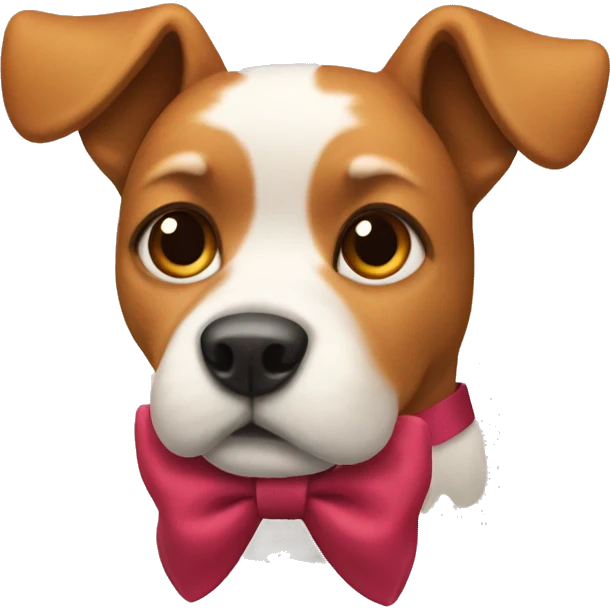 dog with a bow and hills emoji