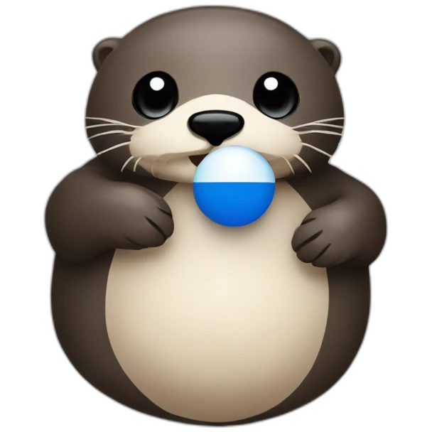 sea otter holding a estonia countryball with eye emoji