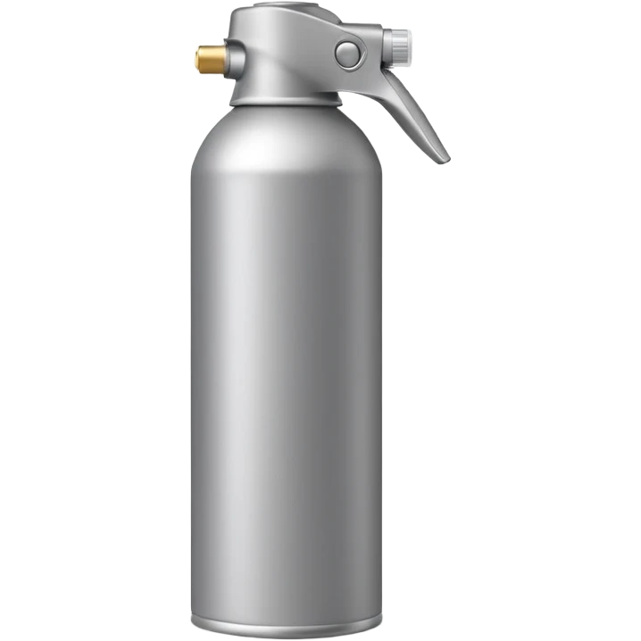 slim aerosol can with smooth metallic or matte finish, capped with rounded nozzle, subtle shine, neutral coloring grey beige or dark blue, utility without branding, closed spray bottle, soft lighting, subtle shadows, emoji scale emoji