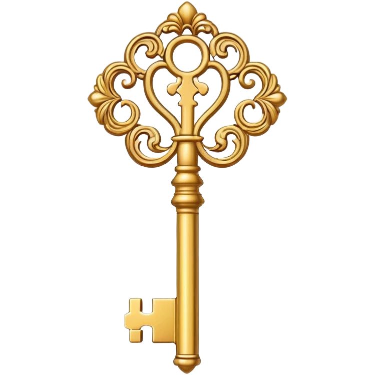 gold ornate key with decorative pattern emoji