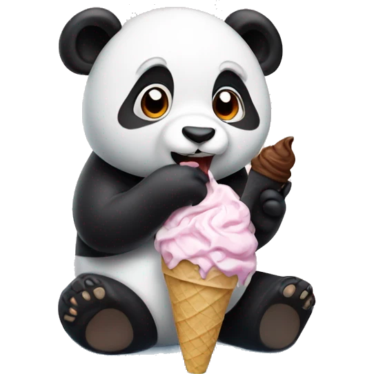 Panda eating ice cream emoji