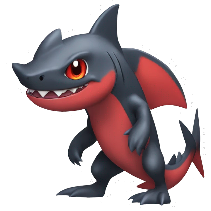 Cute cool black red nargacuga-shark animal hybrid Fakemon full body emoji
