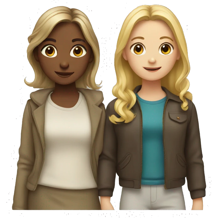 Two girls, obe with brown hair the other with blonde hair emoji