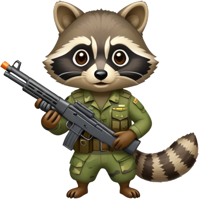 Army raccoon  emoji