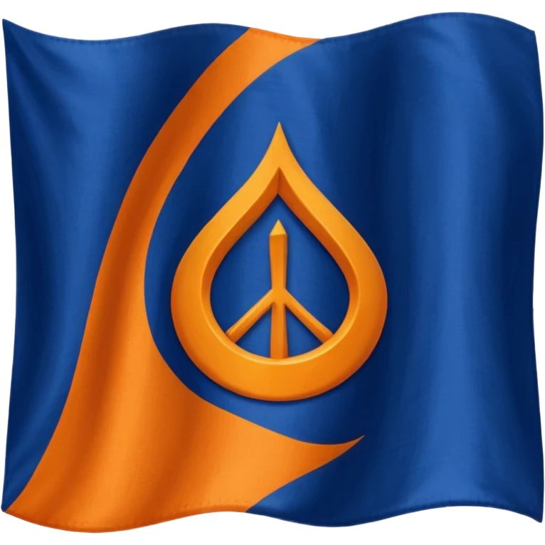 Orange triangle wavy flag with a dark blue khanda symbol emoji