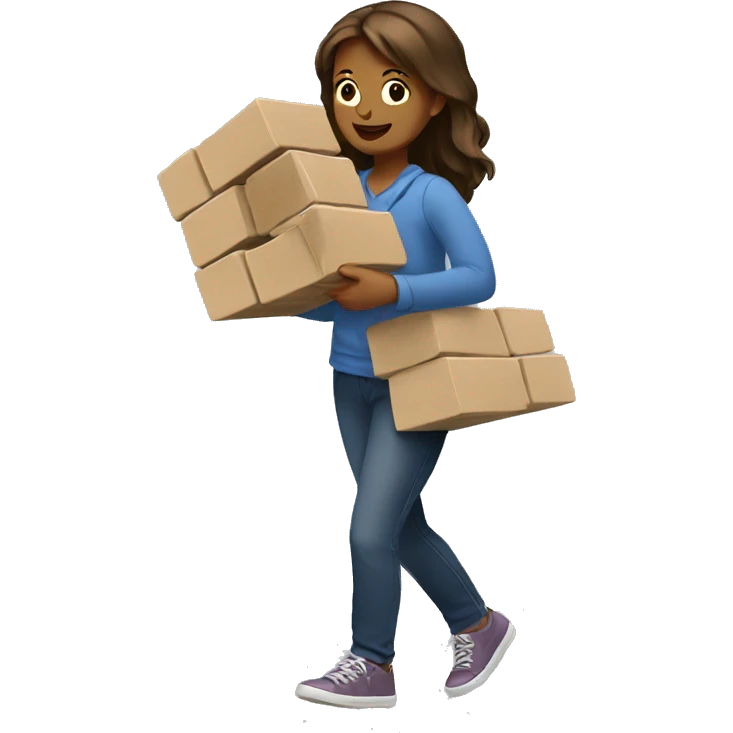 A girl is carrying bricks. emoji