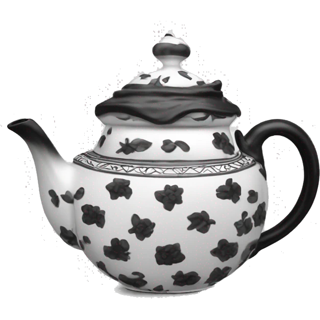 Makenzie Childs tea pot black and white emoji