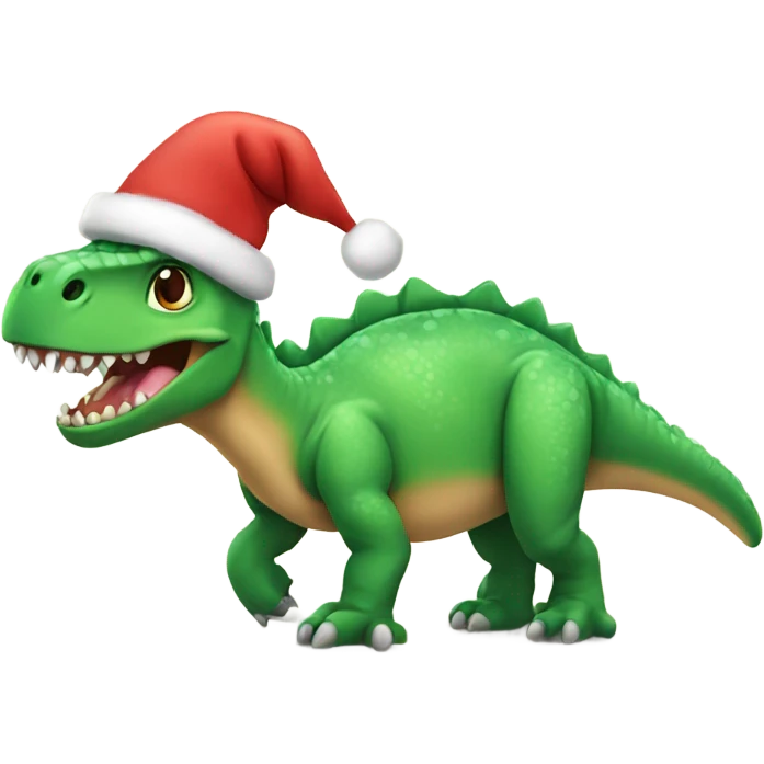 Dino with christmas hat emoji