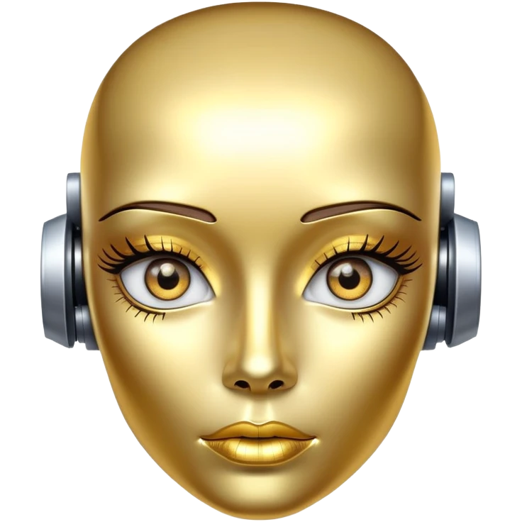 female robot with eye make emoji