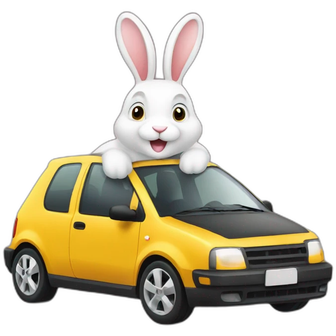 lapin sur voiturechien emoji