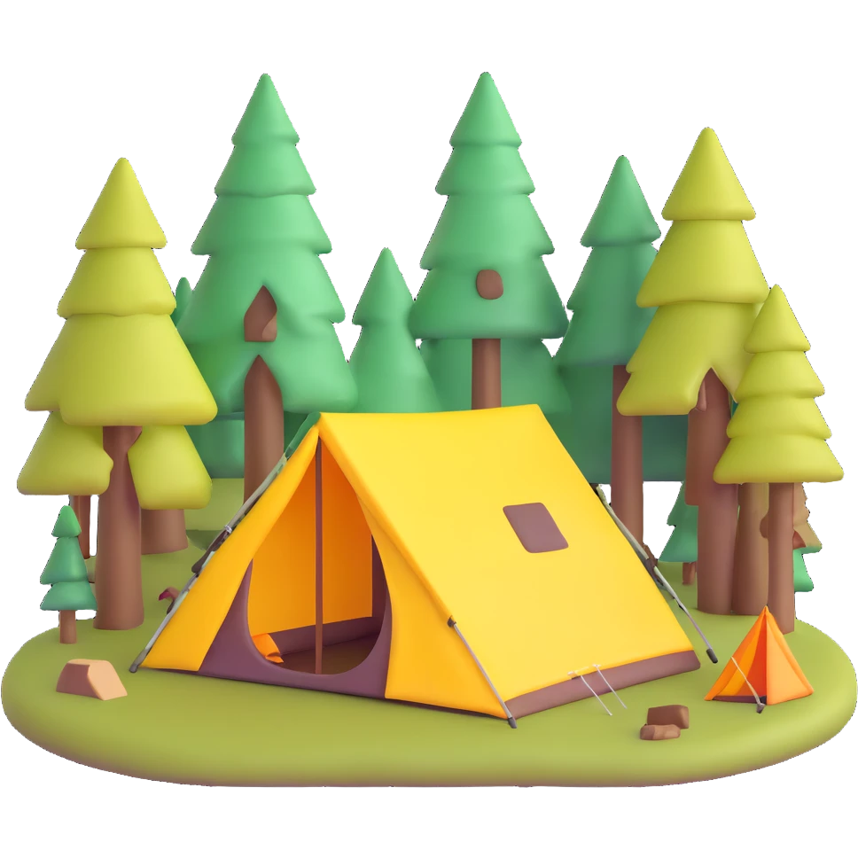 forest with a camping tent emoji