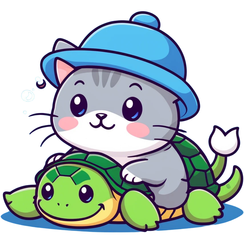 Cat riding a turtle  emoji