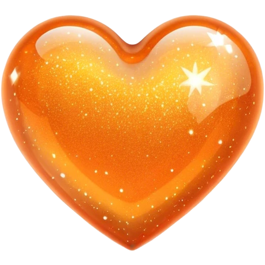 Glitter glass orange heart  emoji