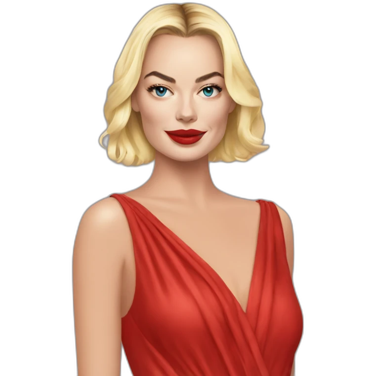Margot robbie en mini robe rouge emoji
