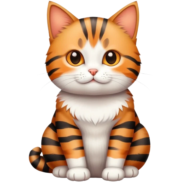 Cute tabby cat with white stomach, adorable face, sitting position showing white belly emoji