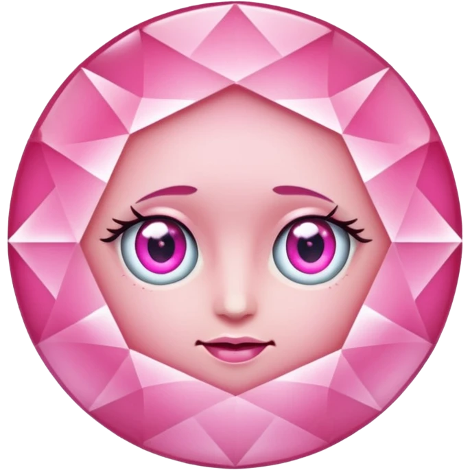 pink diamond with eyes, no mouth, shiny and beautiful emoji