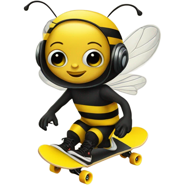bumble cute bee skate boarding  emoji