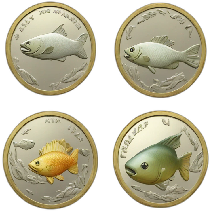 Latvian coin lats with fish and 1 emoji
