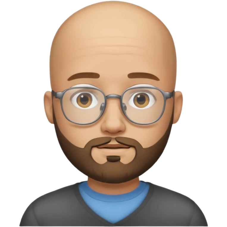 Quiero un emoji de un hombre pelado, con lentes y barba, pero que se vea joven emoji
