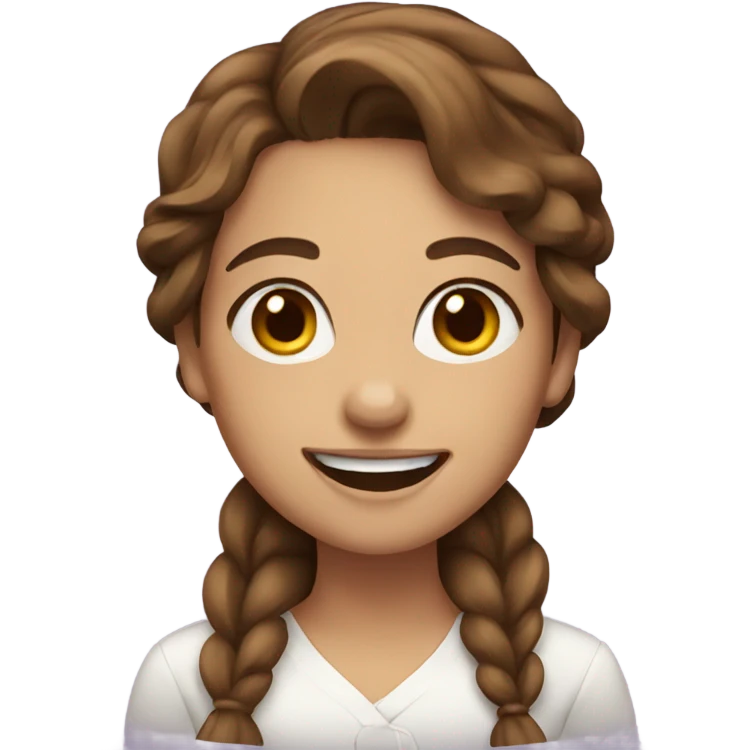 Girl with brown hair smiling emoji