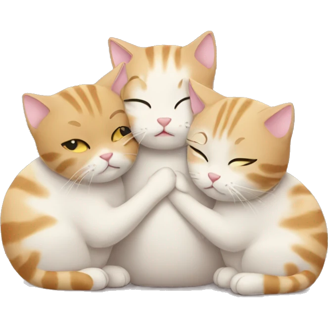 three cats hugging emoji