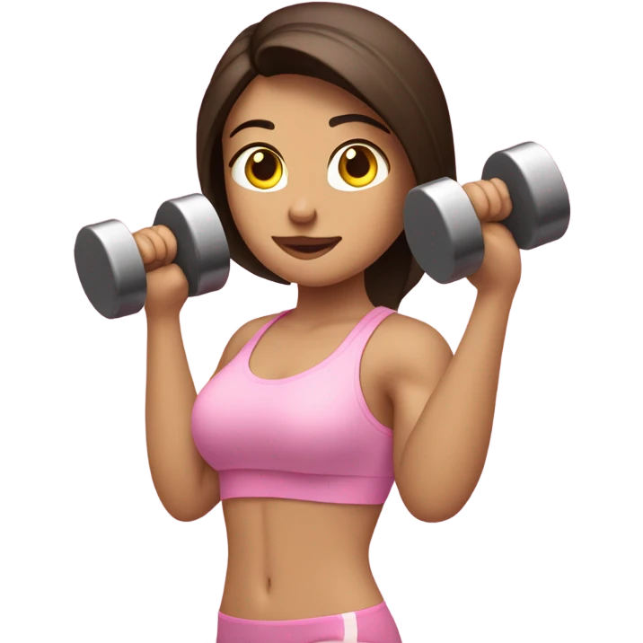 Brunette lifting dumbbells in light pink  emoji