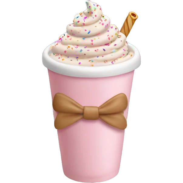Light pink latte with sprinkles tied with a bow emoji