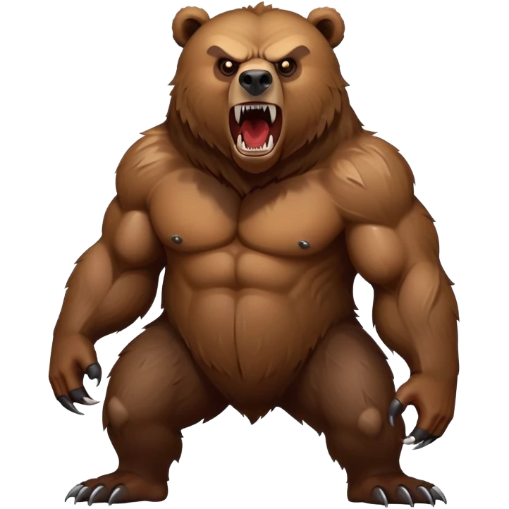 Tough wild grizzly bear with angry eyes, sharp teeth, and powerful stance emoji
