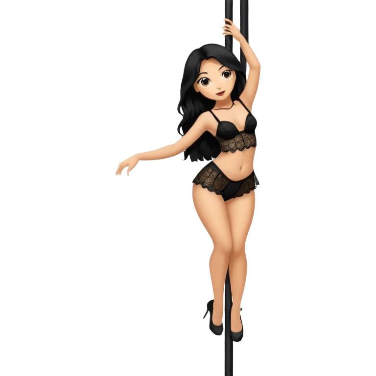 Tattooed girl dancing on a pole heels black lace panties  emoji