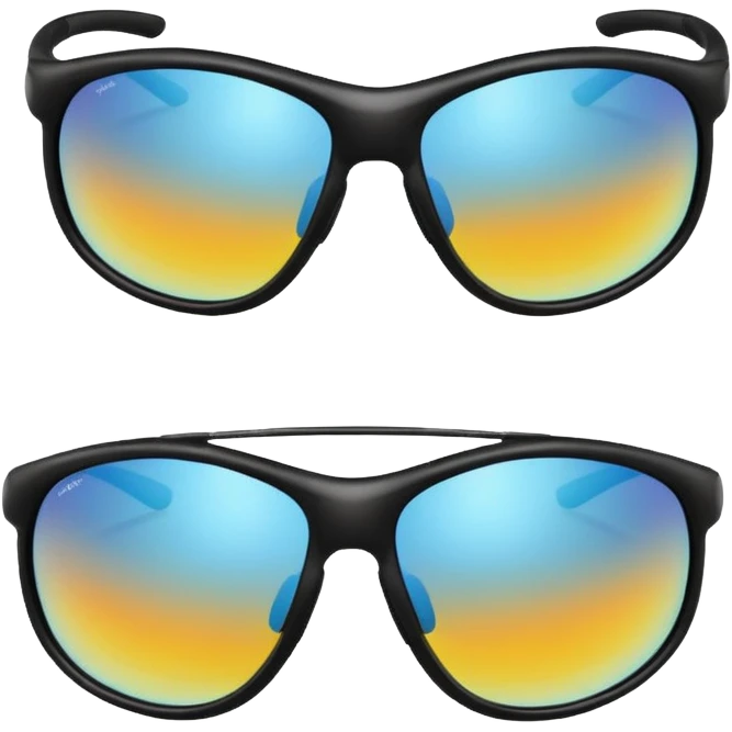 cycling sunglasses with a reflection of a bike emoji