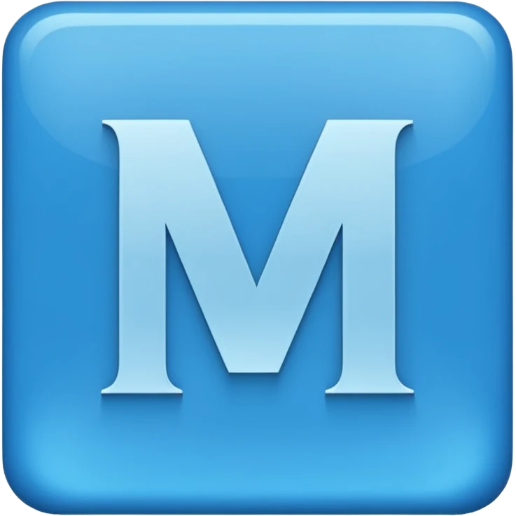 create capital letter "M" INSIDE THE BLUE COLOR SQUARE shape emoji
