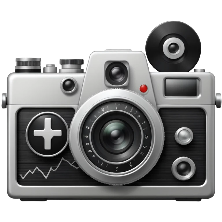 film camera with EKG reading emoji