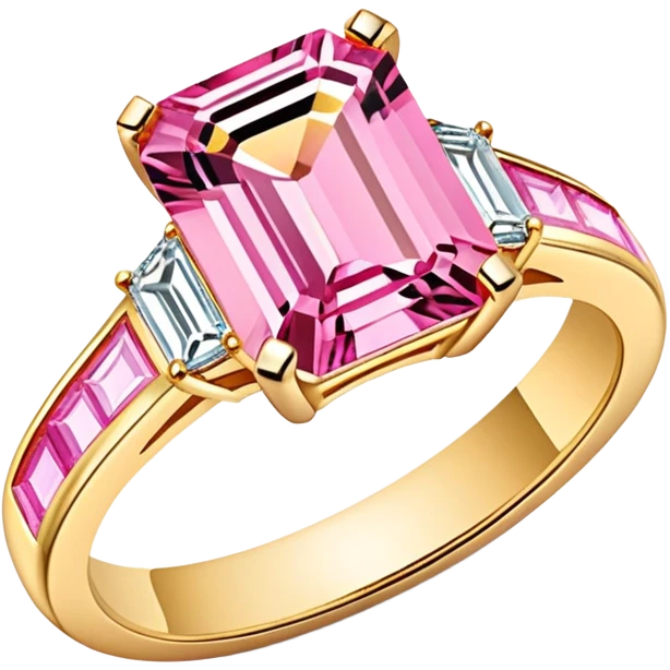 Emerald cut Gold & pink engagement ring  emoji