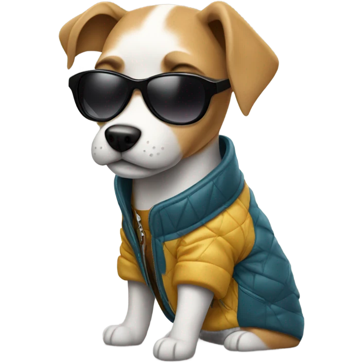 Dog with jacket and sunglasses  emoji