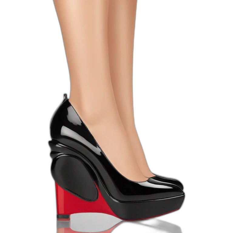 Plume Sling WEDGE heel LOUBOUTIN black PATENT emoji