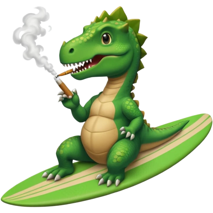 dinosual smokig a bluntwhile surfing emoji