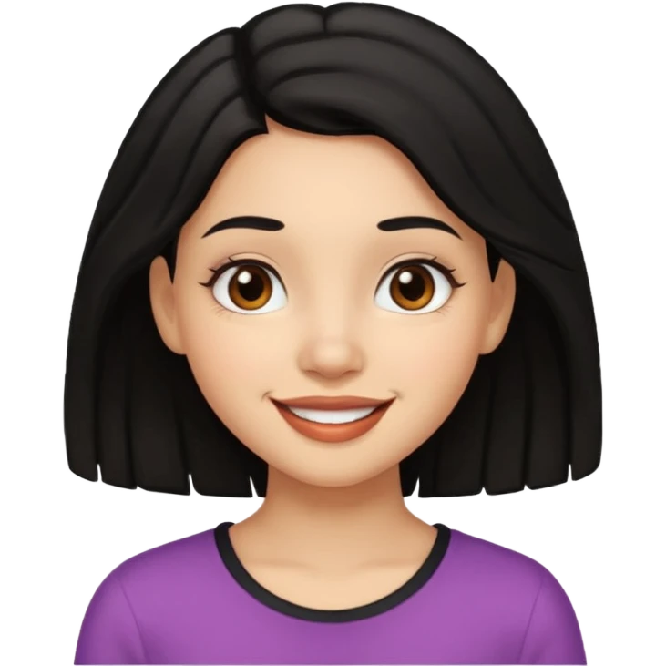 a girl that has black 3c hair textures and lightskin, It has brown eyes, a nose, lips, and it’s smiling. emoji