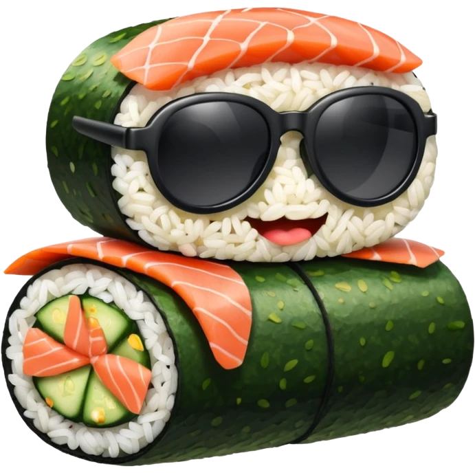 A sushi roll wearing sunglasses  emoji