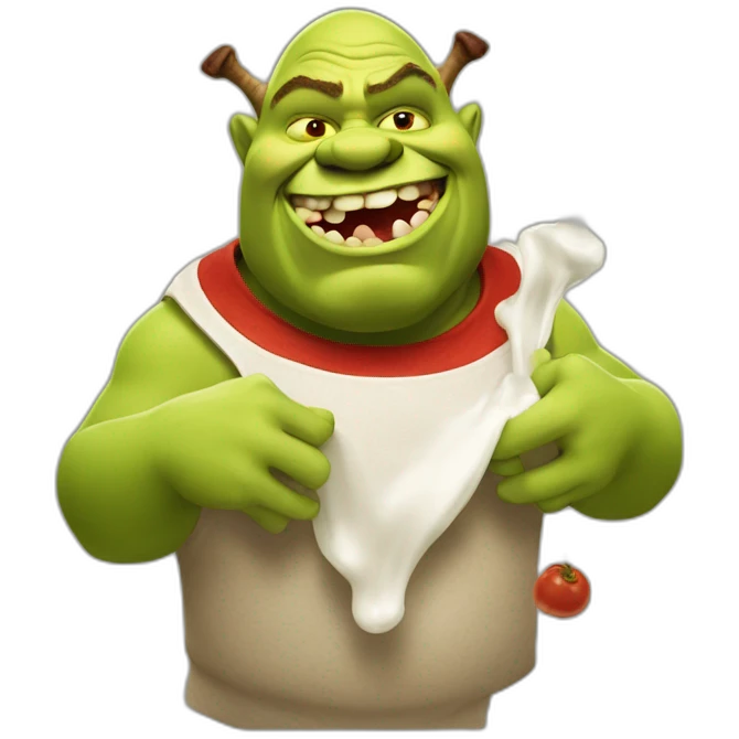 Ogre Shrek with red sauce pouring from his mouth emoji