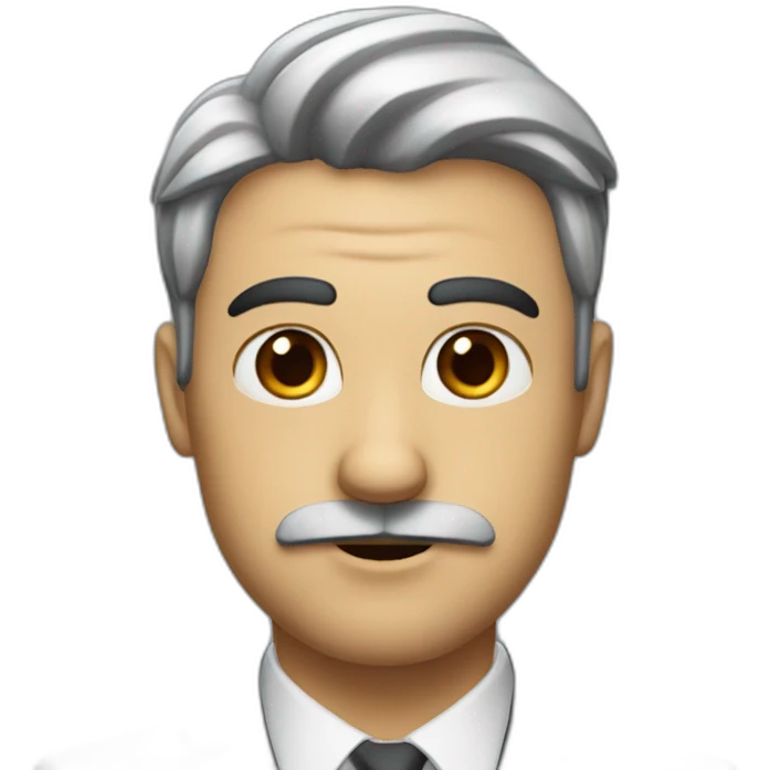 Man with a small black moustache under his nose and black hair wearing a suit emoji