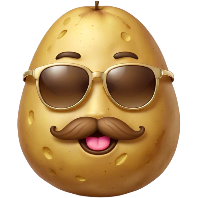 Golden potato with mustche and snglasses laughing with tears emoji