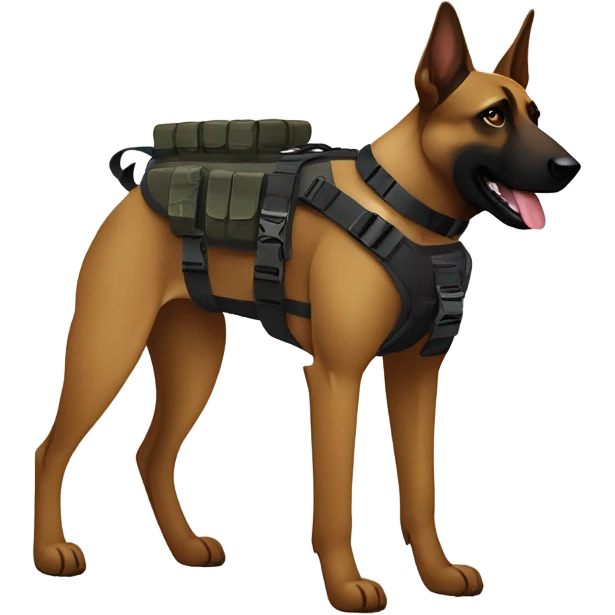 Dark Belgian malinois, tactical emoji