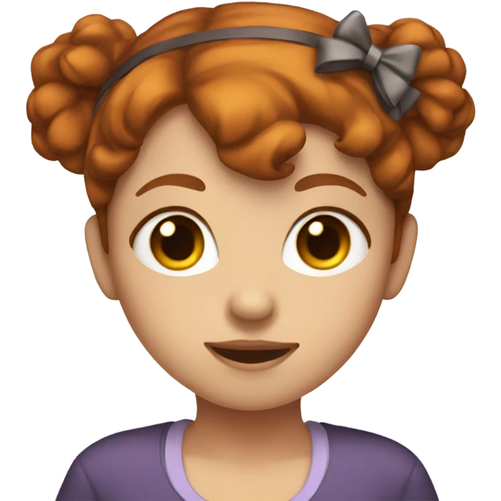 A girl with dark ginger hair and a bow on her head emoji