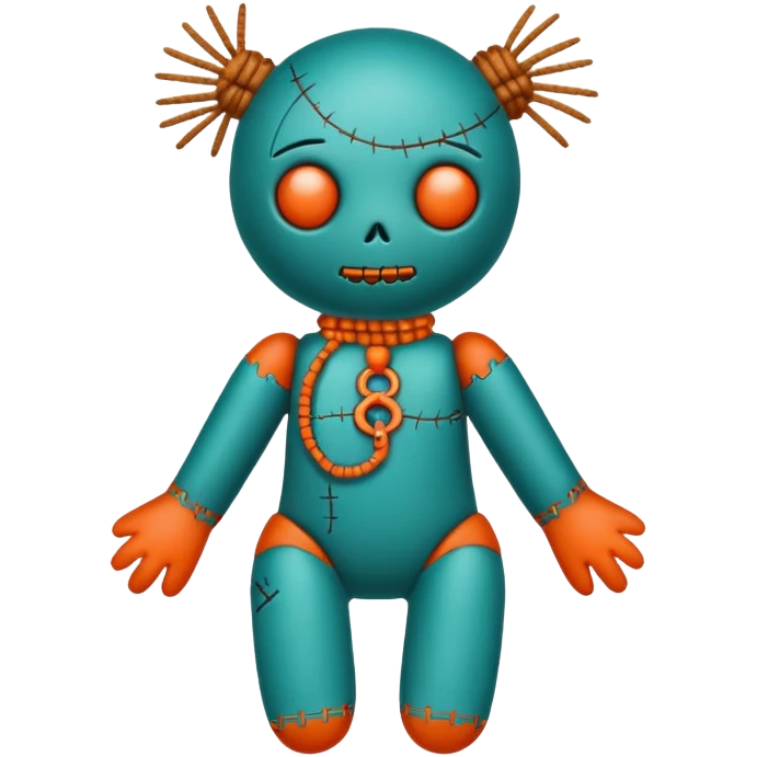 teal and orange voodoo doll emoji