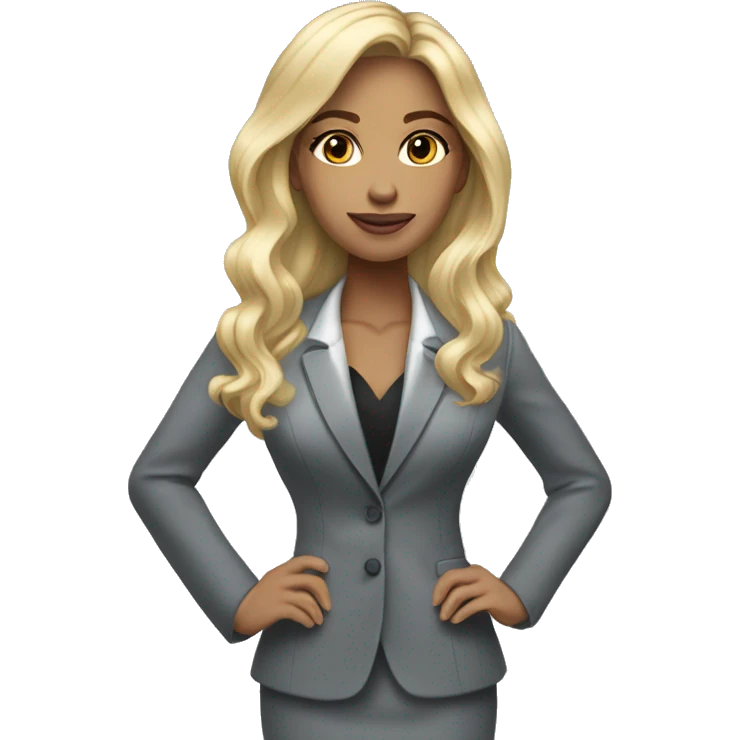 Blonde long hair Tiffany diamond seller in a grey suit emoji